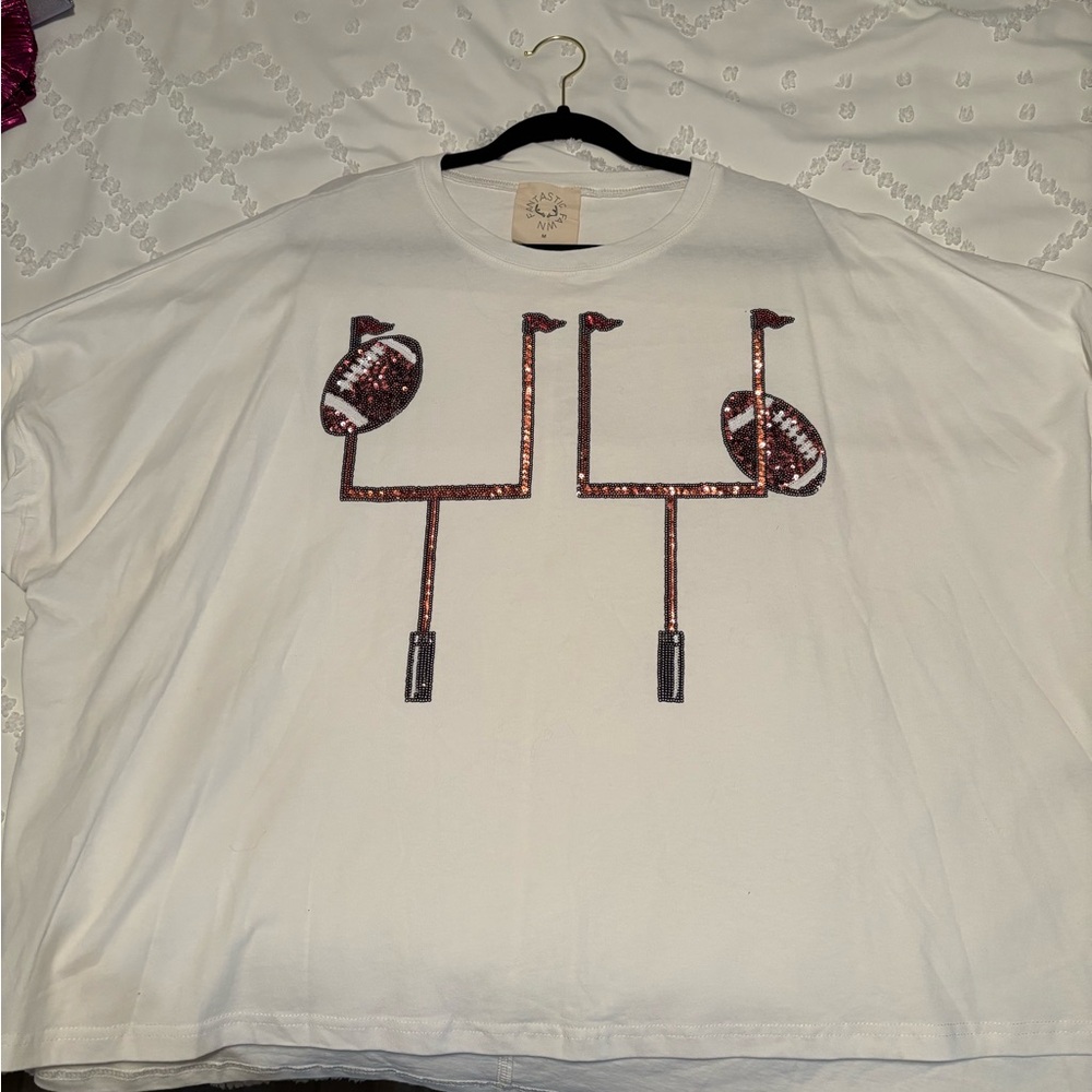 Football Goal Post Short Sleeve sequin Top